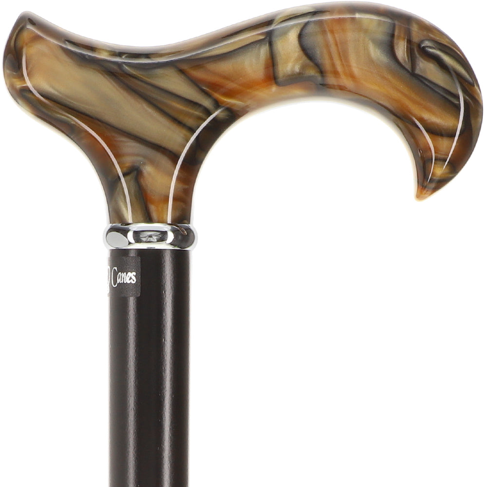 Golden Sienna Derby Cane: Pearlescent Acrylic, Beechwood Discount Manchester