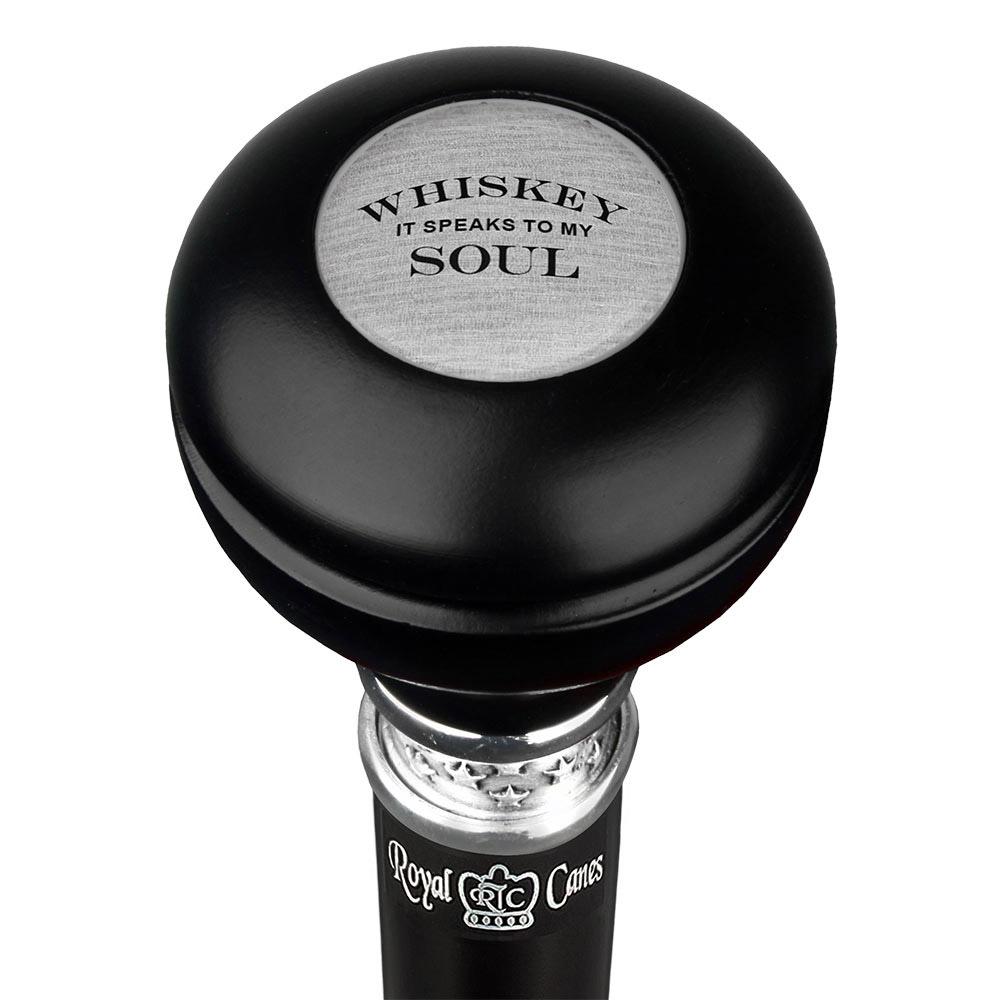Whiskey Soul Knob Walking Stick w/ Black Beechwood Shaft & Pewter Collar Cheap Sale Enjoy