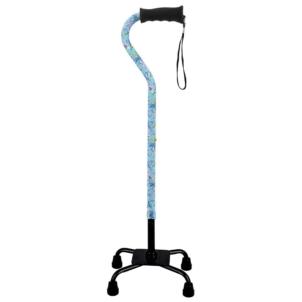 Light Blue Vivienne May Convertible Quad Base Walking Cane with Comfort Grip - Adjustable Shaft Wide Range Of Cheap Online