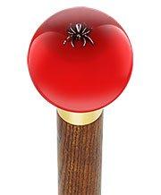 Itsy-Bitsy Spider Red Round Knob Cane w/ Custom Color Ash Shaft & Collar Best For Sale