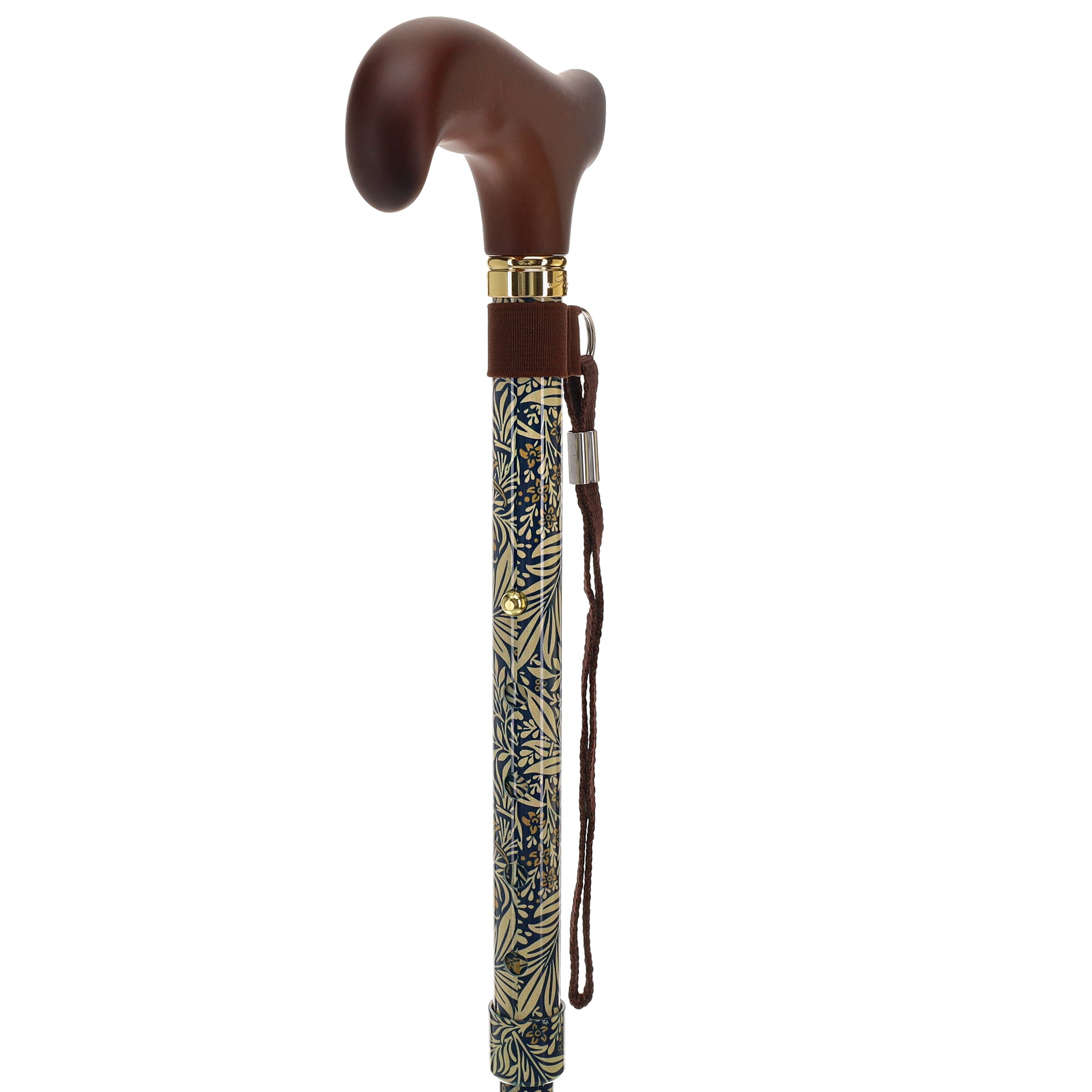 Golden Petals FashionStix: Foldable Wood Derby Walking Cane Authentic For Sale