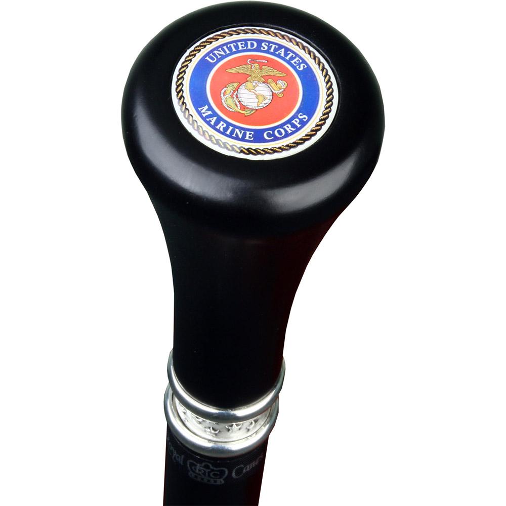 Scratch and Dent U.S. Marine Corps Flat Top Walking Stick With Black Beechwood Shaft and Pewter Collar V2002 Good Selling Cheap Online