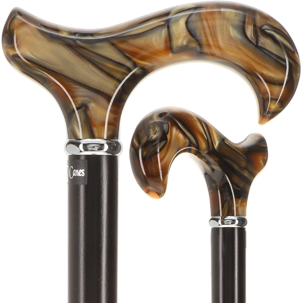 Scratch and Dent Golden Sienna Derby Walking Cane With Black Beechwood Shaft and Silver Collar V2182 Discount Latest