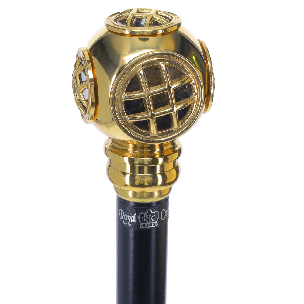 Navy Divers Helmet Replica Handle Walking Stick - Premium Brass Official Site