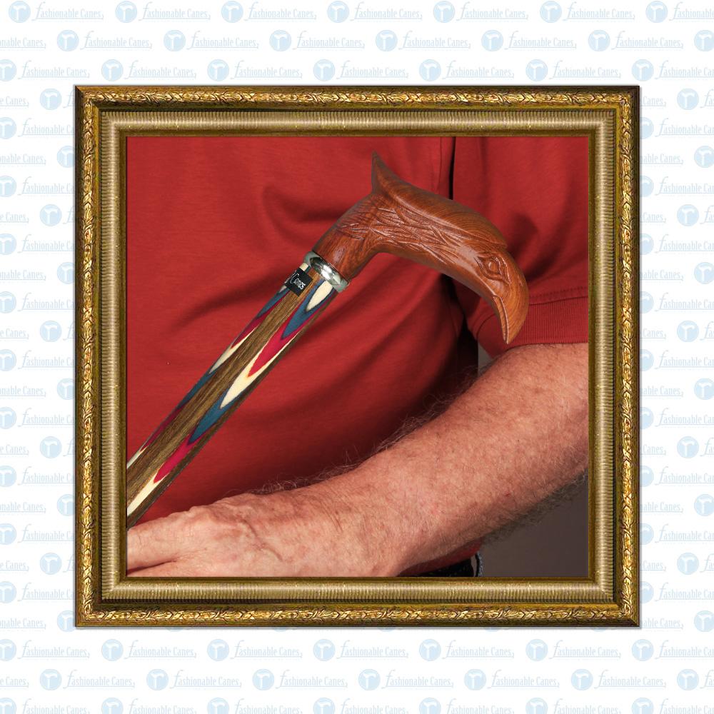 Scratch and Dent Colors Don't Run Eagle Handle Walking Cane With Inlaid Ovangkol Shaft and Silver Collar V2169 Outlet 100% Original