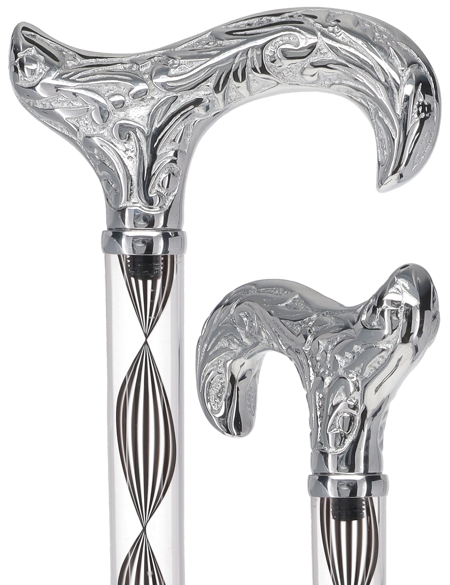 Crystal Elegance Chrome Derby Cane with Invisible Acrylic Shaft Options Latest Collections Online