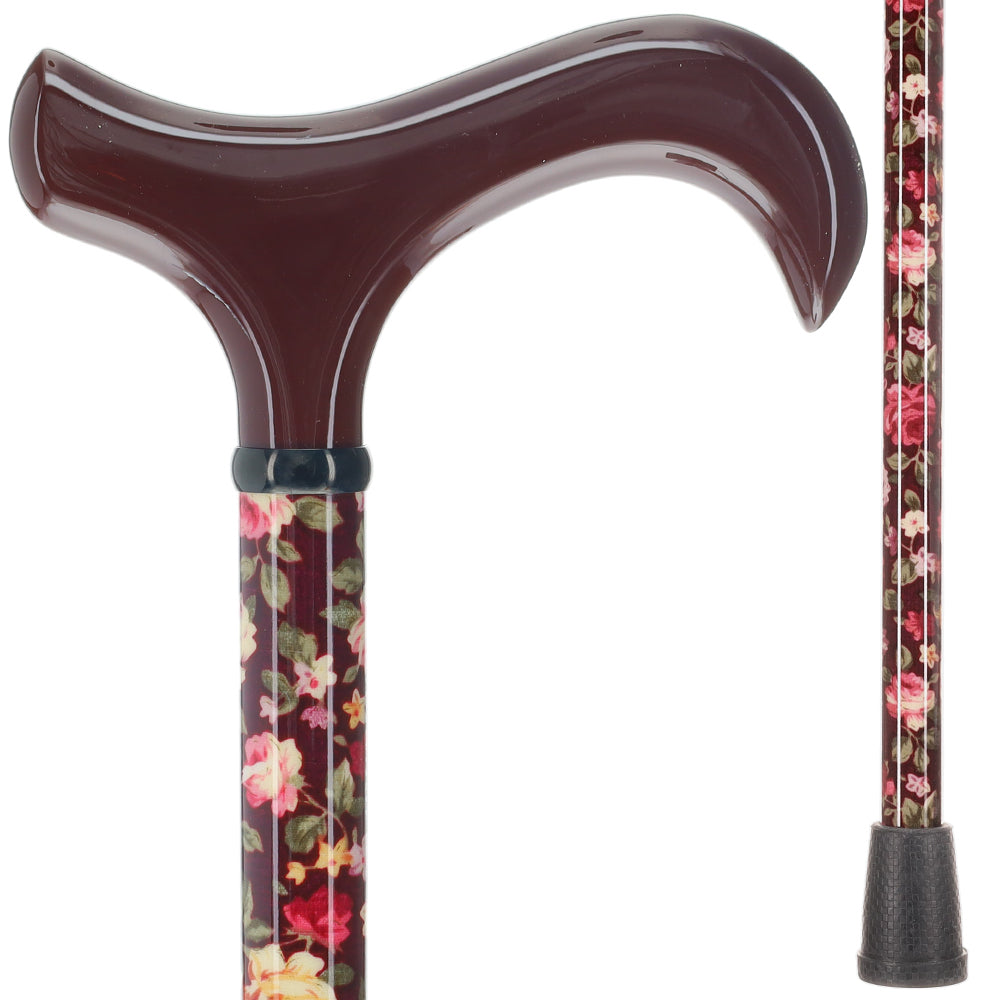 Dark Floral Derby Cane: Adjustable Carbon Fiber Buy Cheap Low Cost