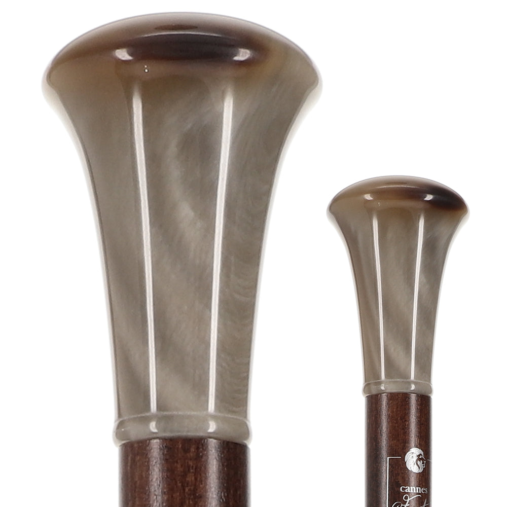 French Faux Horn Knob Cane: Brown Beechwood Shaft Clearance Wide Range Of