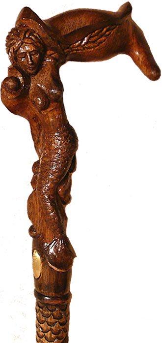 Enchanted Mermaid: Artisan Intricate Detail Handcarved Cane With Mastercard Cheap Pice