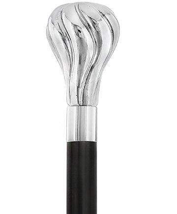 Elegant Swirl Knob Nickel Plated Handle Italian Handle Cane w/ Custom Shaft & Collar Clearance Geniue Stockist