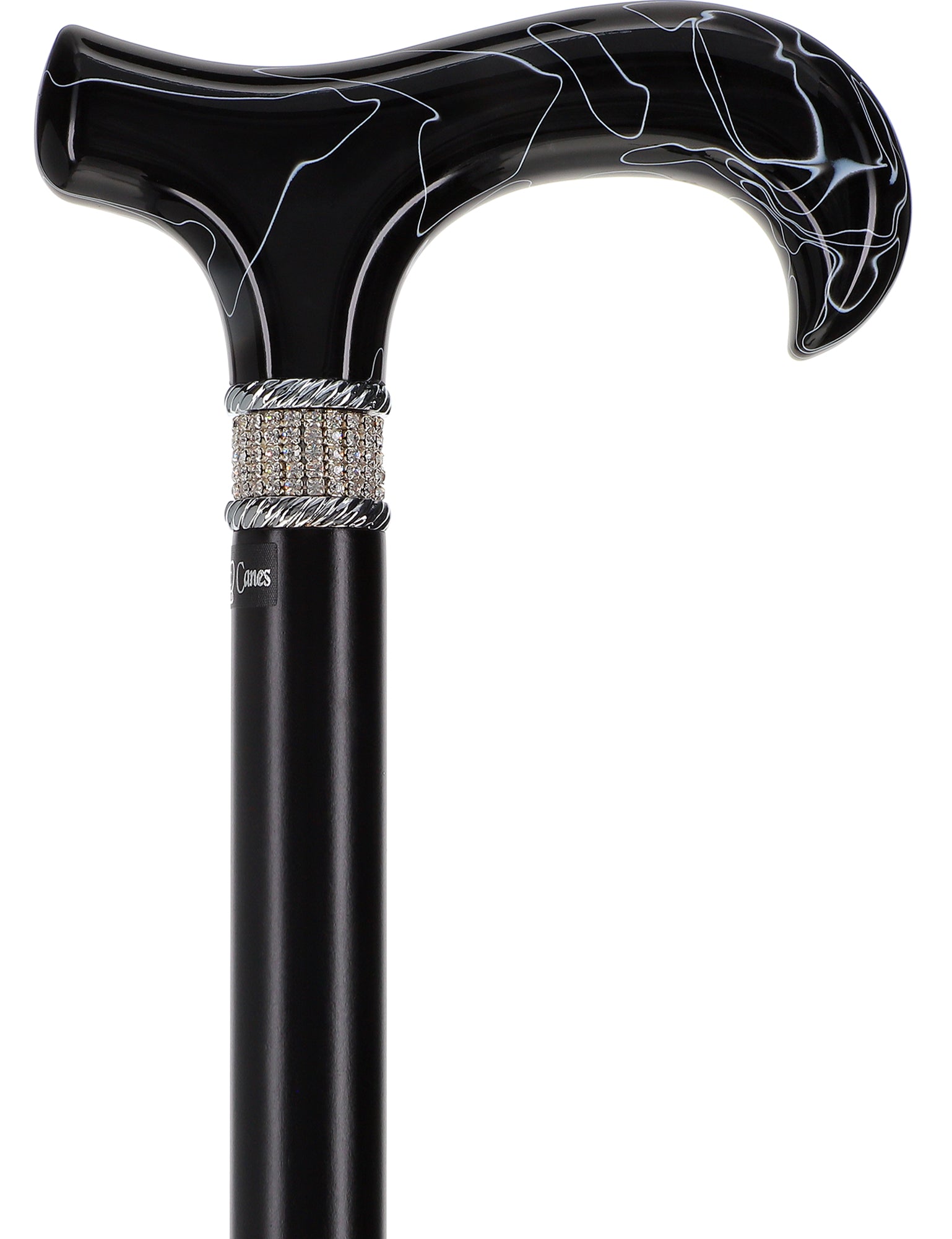 Extra Long Black Designer Cane: Rhinestones, Pearlescent Handle Manchester Cheap Pice