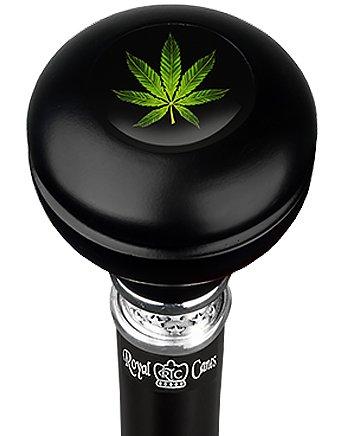 Marijuana Leaf Knob Walking Stick w/ Black Beechwood Shaft & Pewter Collar Free Shipping Fashion Style