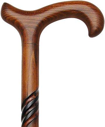 Spiral Carved Walking Cane - Derby Handle, Cherry Stain Discount Best Seller