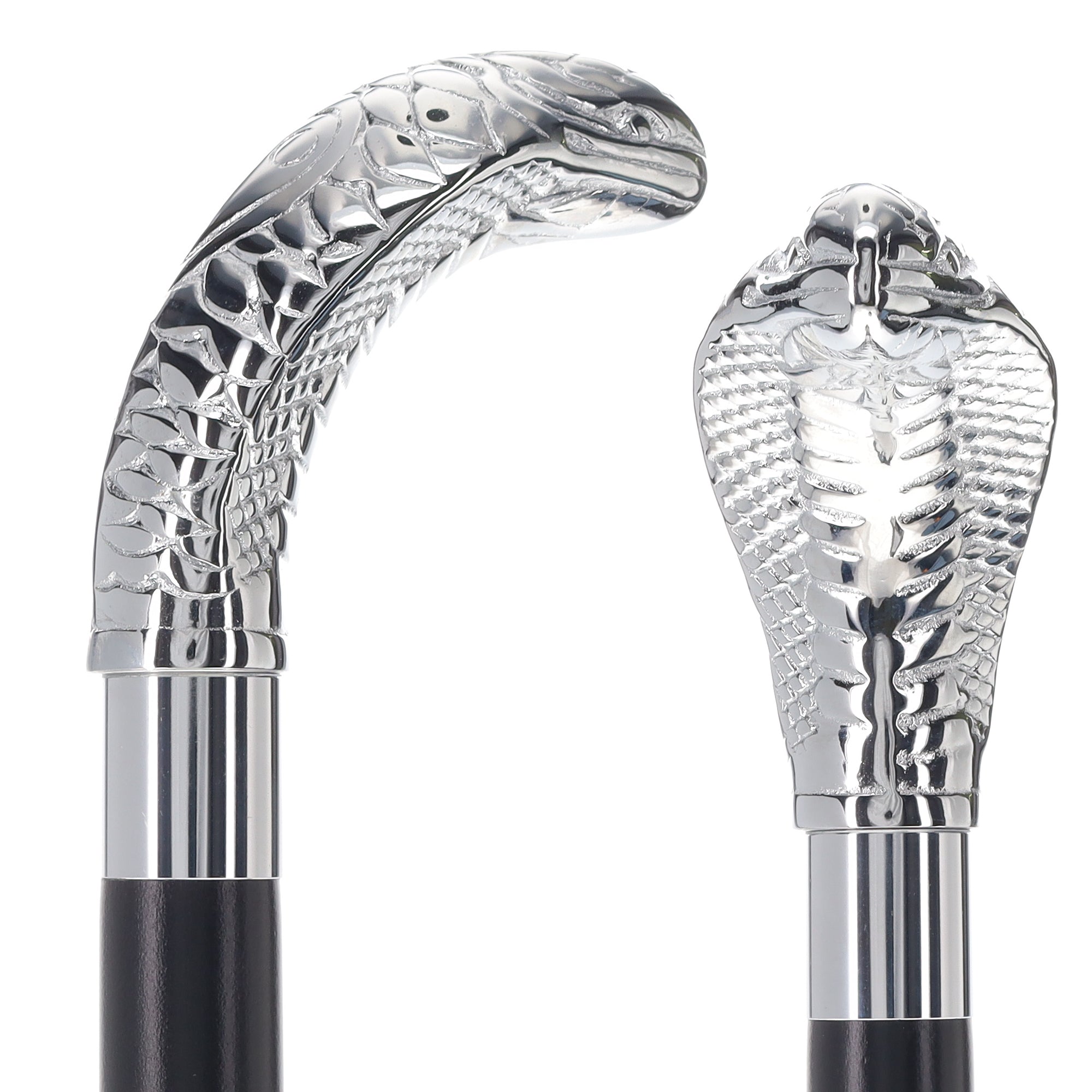 Chrome Plated Snake Handle Walking Cane w/ Custom Shaft and Collar Fashionable Sale Online