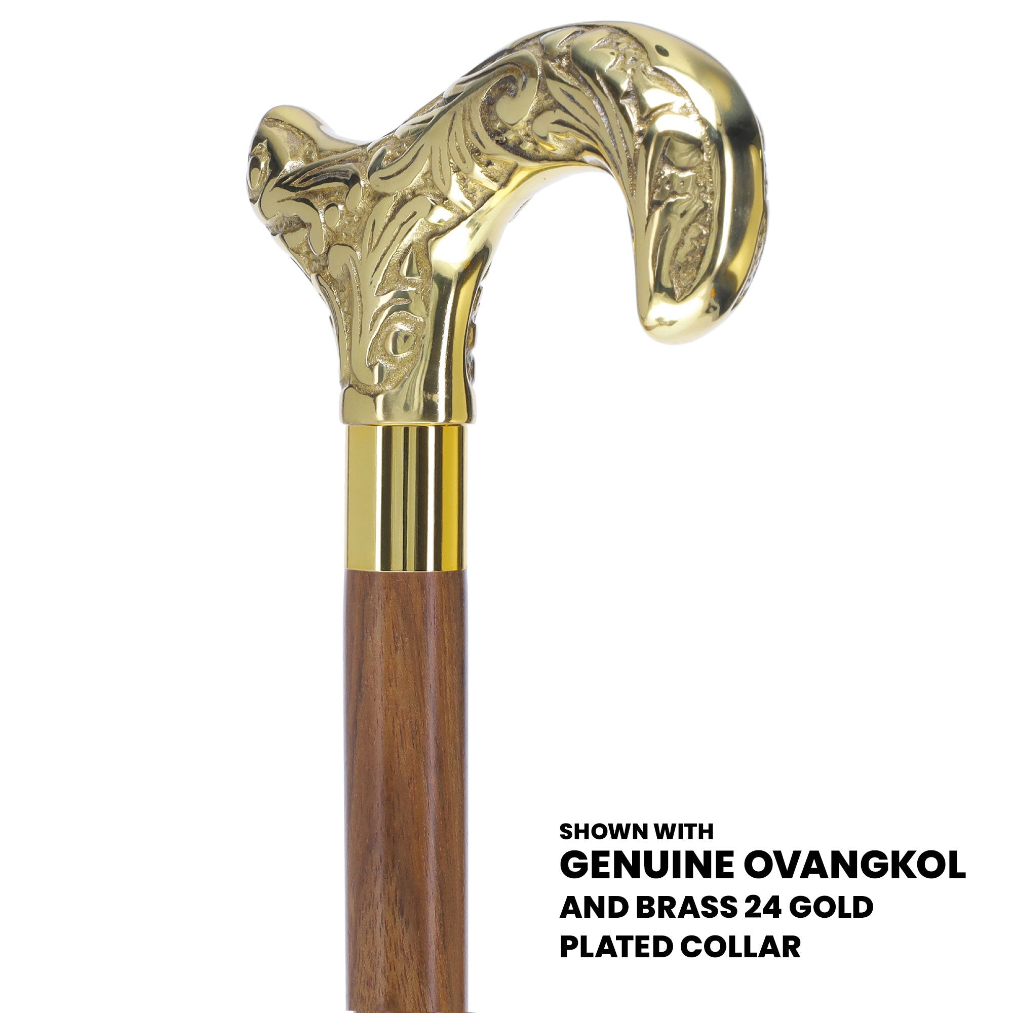 Scratch and Dent Brass Derby Handle Walking Cane w/ Brown Beechwood Shaft and Aluminum Gold Collar V2112 Outlet Countdown Package