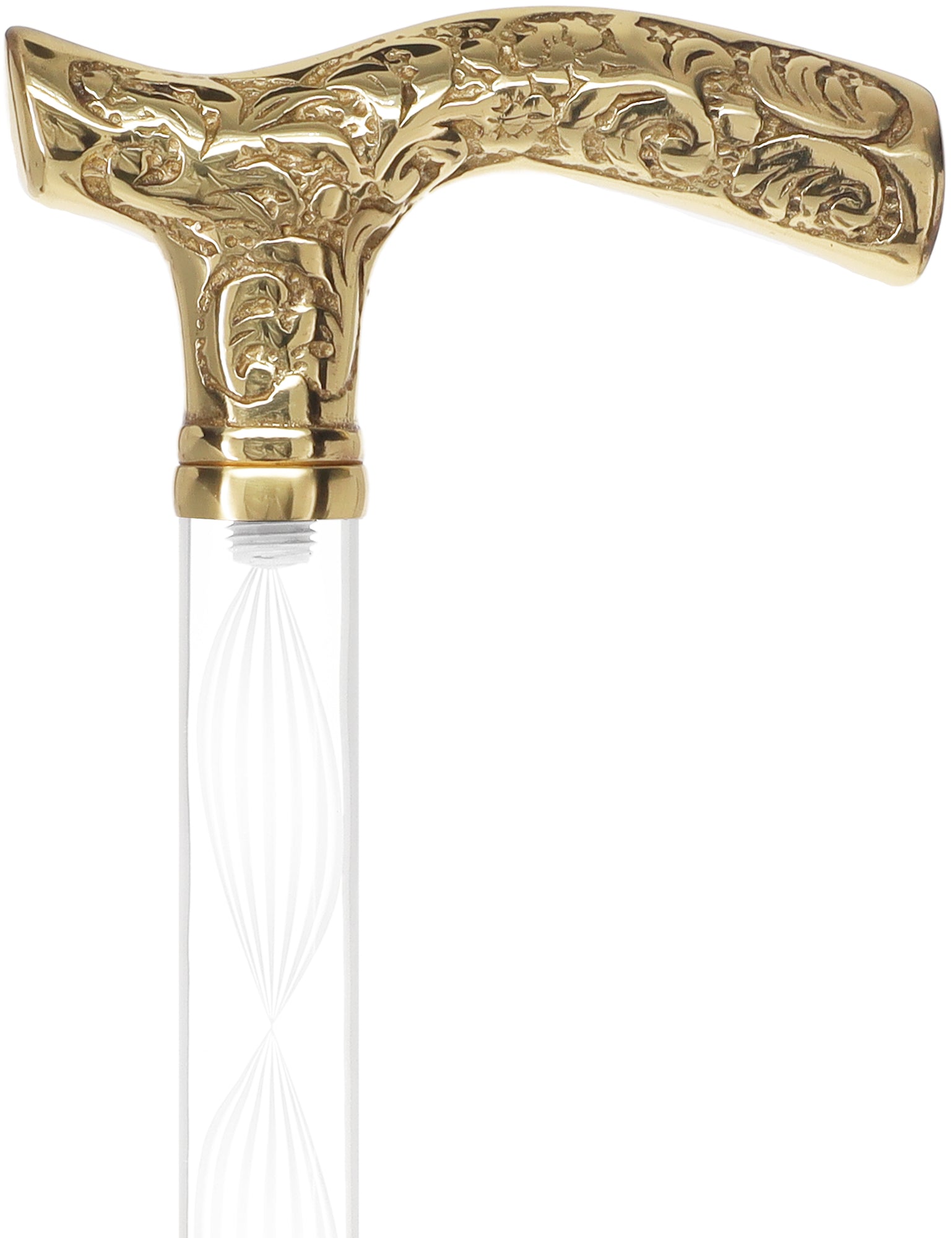 Crystal Elegance Brass Fritz Cane with Invisible Acrylic Shaft Options Cheap Very Cheap