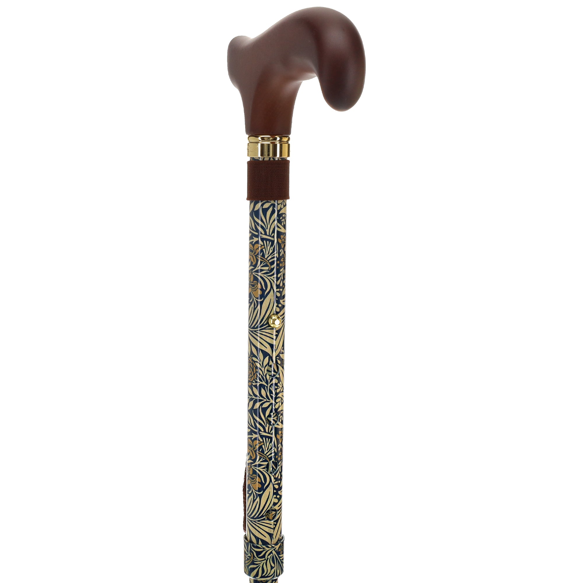 Golden Petals FashionStix: Foldable Wood Derby Walking Cane Authentic For Sale