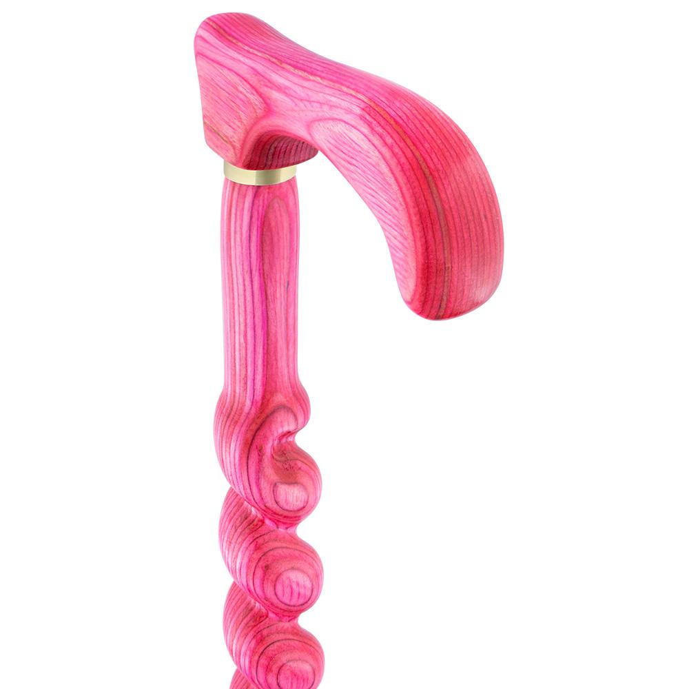 USA-Made Twisted Spiral Cane: Pink Vibrant Colorwood Laminate Clearance Pre Order