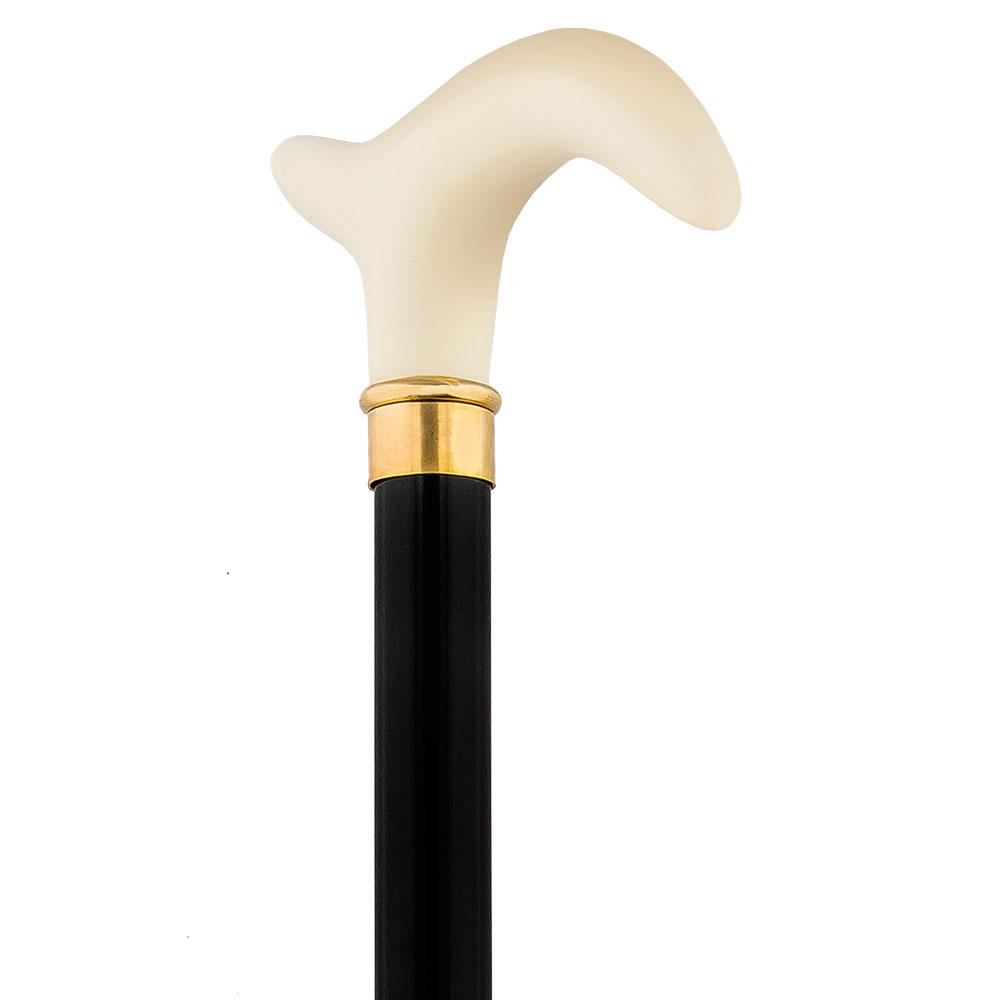 Scratch and Dent Faux Ivory Nuevo Handled Walking Cane w/ Black Beech Wood Shaft & Brass Collar V3398 Outlet Official