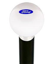 Licensed Ford Emblem White Round Knob Cane w/ Custom Wood Shaft & Collar Popular