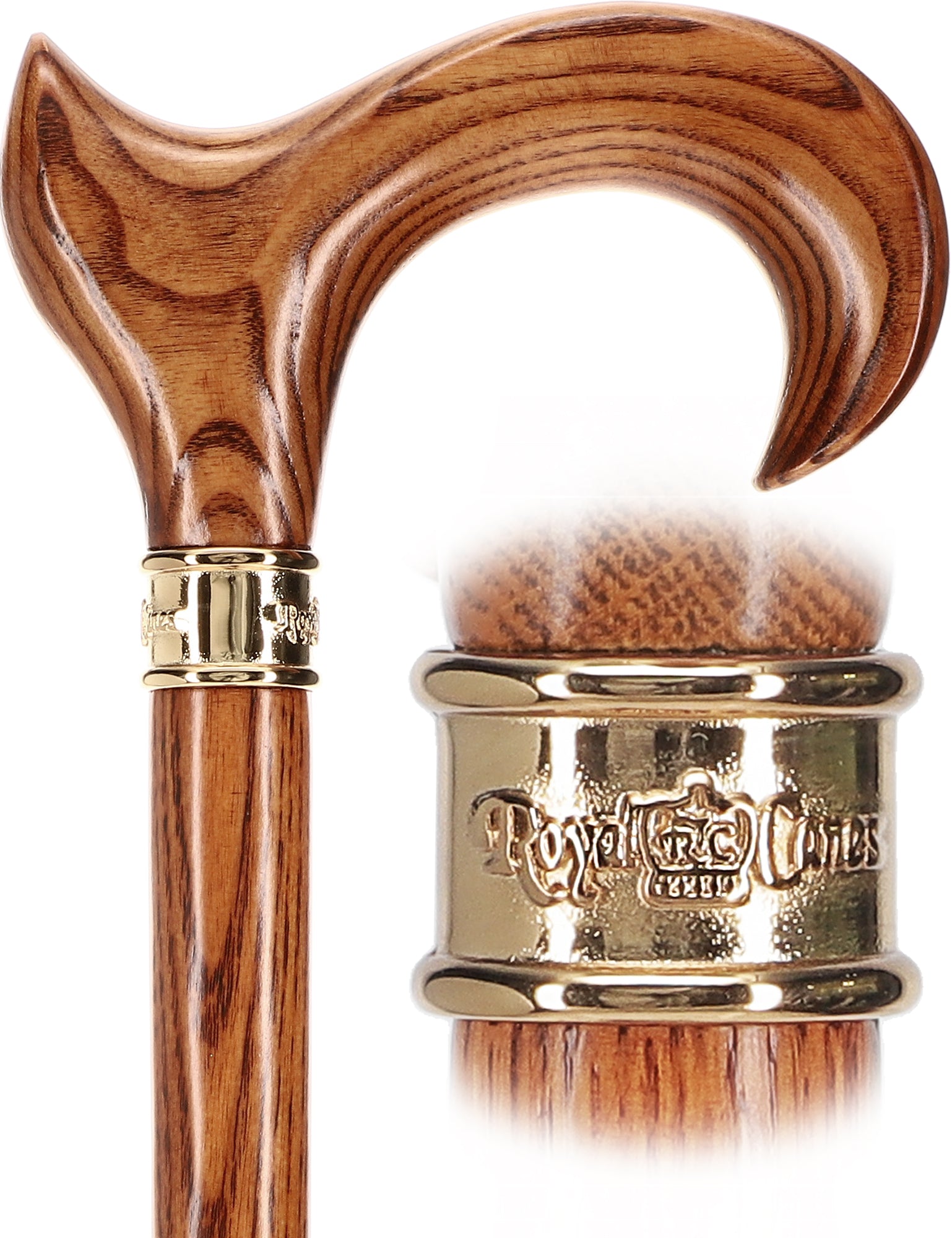 Hand-Specific Espresso Cane: Ash, Embossed Brass Collar Clearance Official