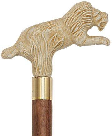 Faux Ivory Rampant Lion-Italian Handle Cane w/ Custom Handle and Collar Cheapest Pice Cheap Pice