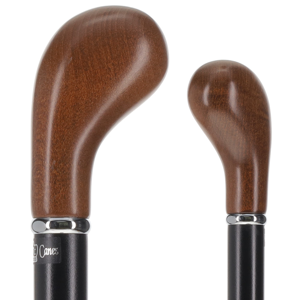 Scratch and Dent Espresso Knob Handle Walking Stick With Black Beechwood Shaft and Silver Collar V2125 Explore