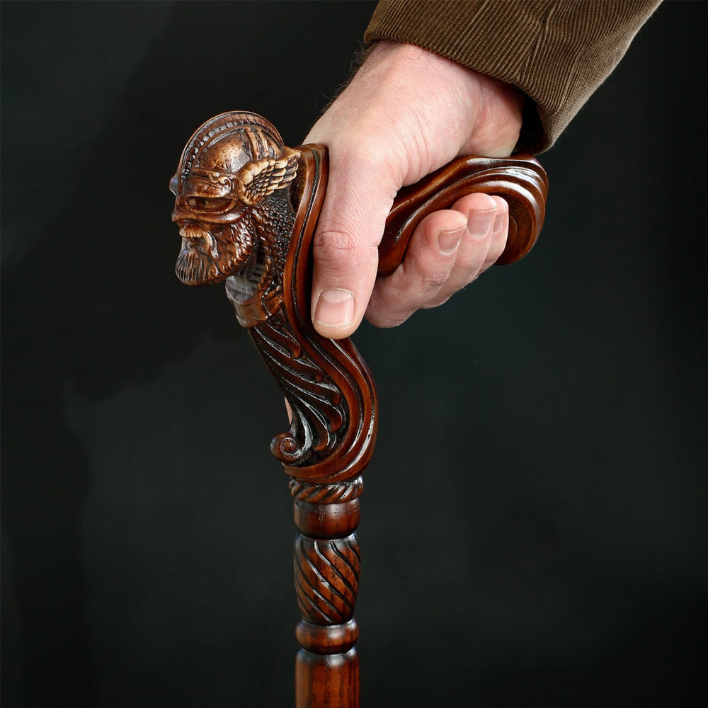 Viking Corsair: Artisan Intricate Hand-Carved Cane (Right Hand) With Paypal Free Shipping