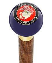 Scratch and Dent U.S. Marine Corps Dark Blue Round Knob Cane w/ Blue Ash Shaft & Aluminum Gold Collar V2060 Buy Cheap Pices