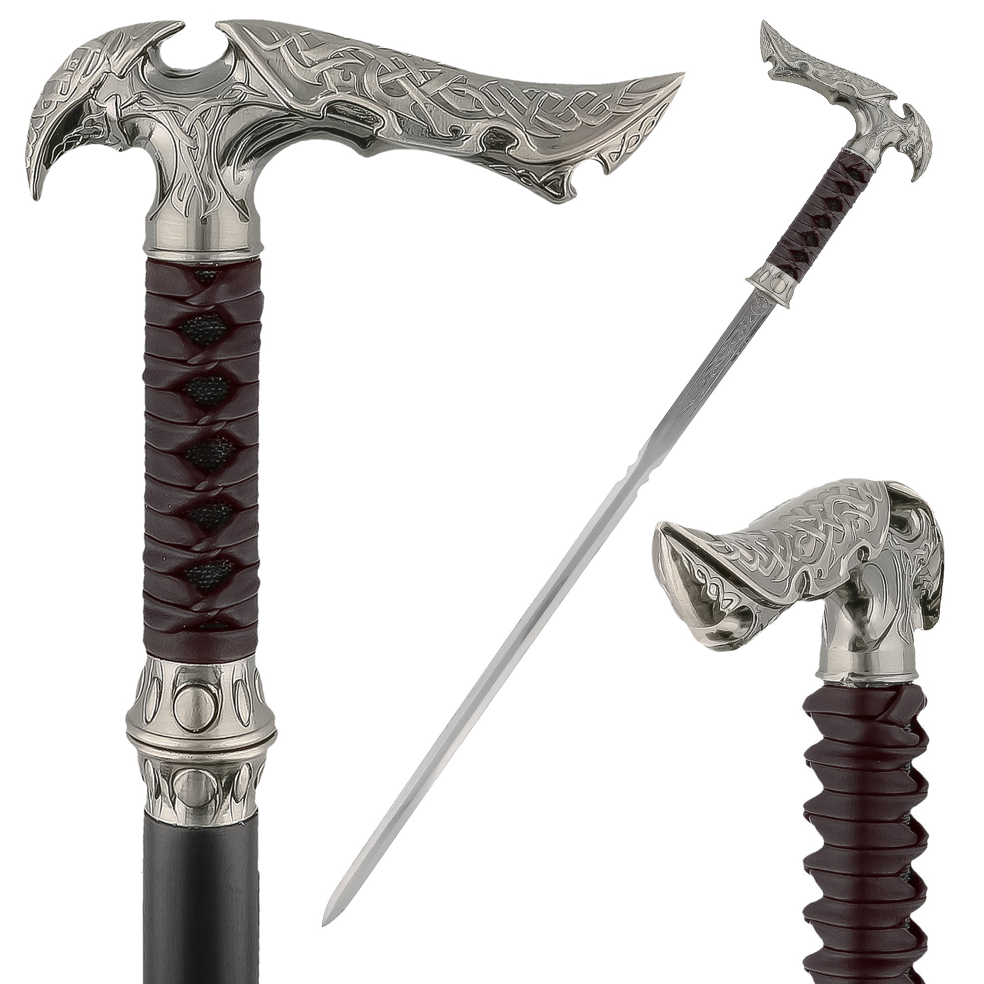 Medieval Sword Cane: Leather-Wrapped, Premium Steel Blade Best Place For Sale