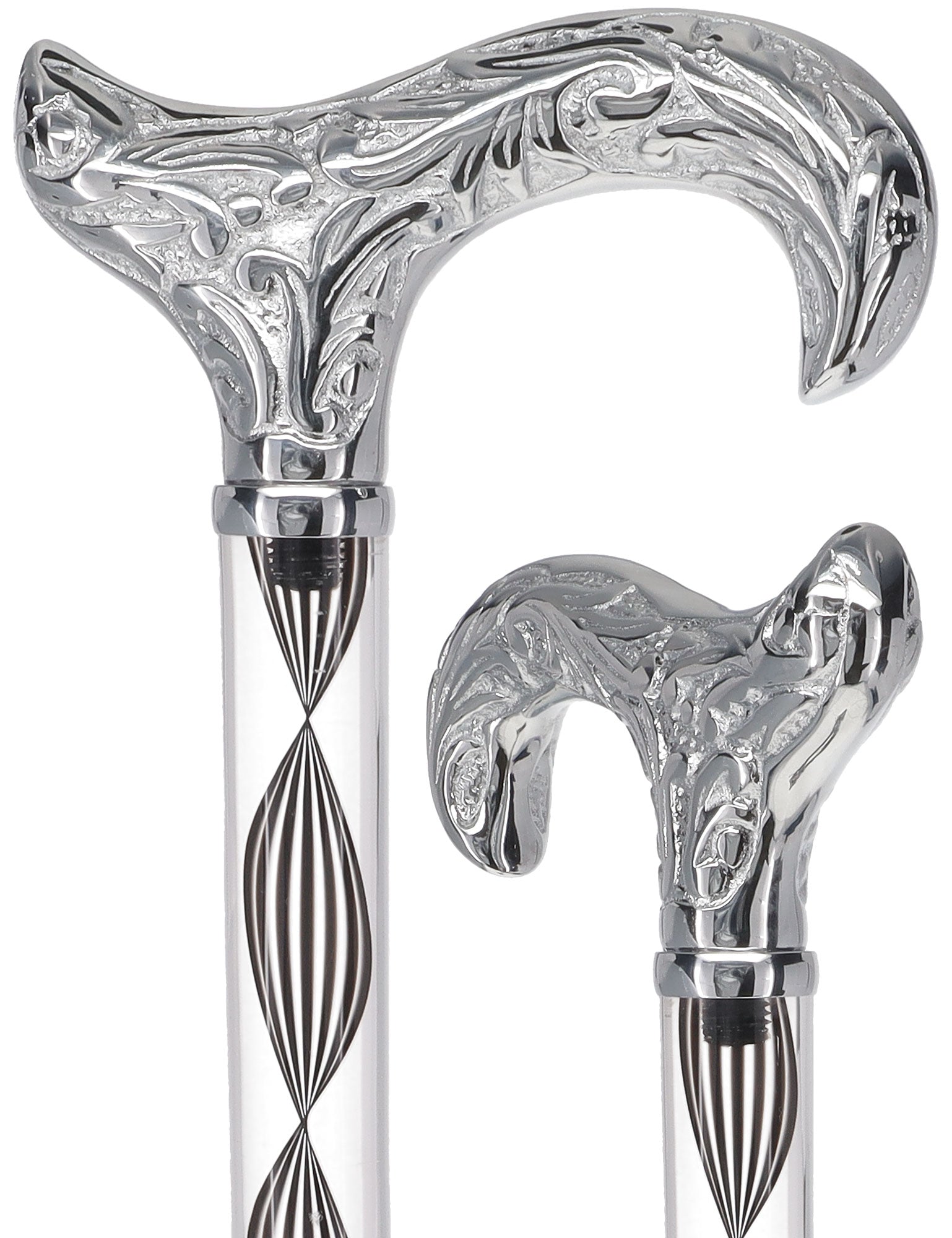 Crystal Elegance Chrome Derby Cane with Invisible Acrylic Shaft Options Latest Collections Online