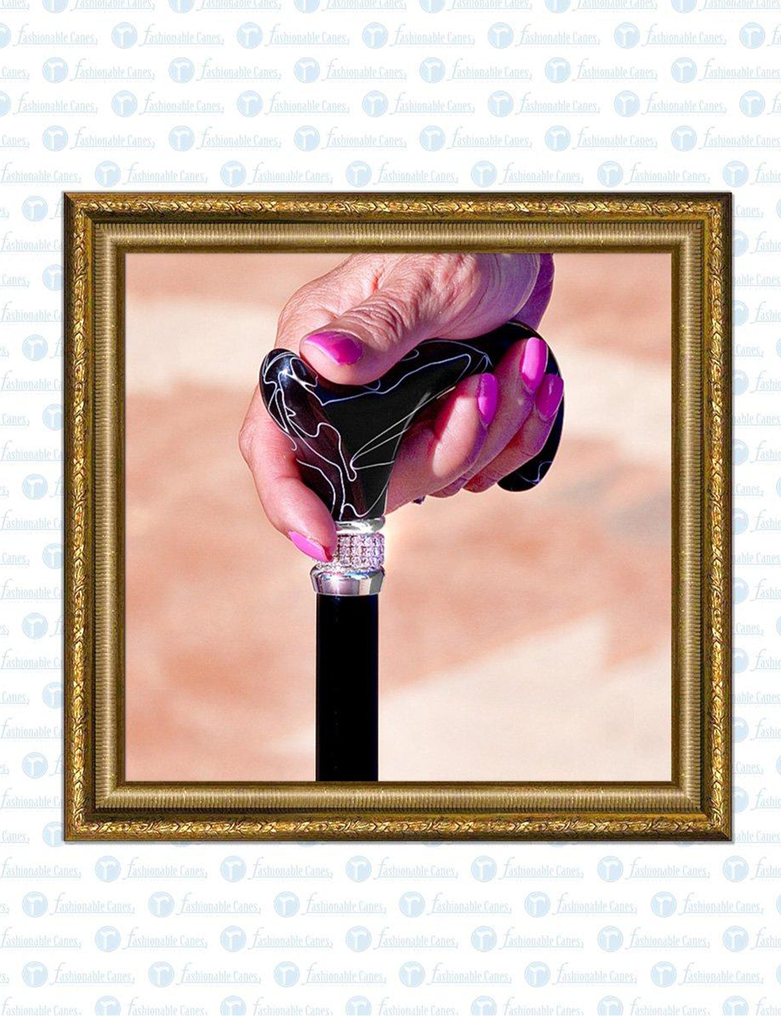 Rhinestone Designer Cane: Black Pearlz Clearance Perfect