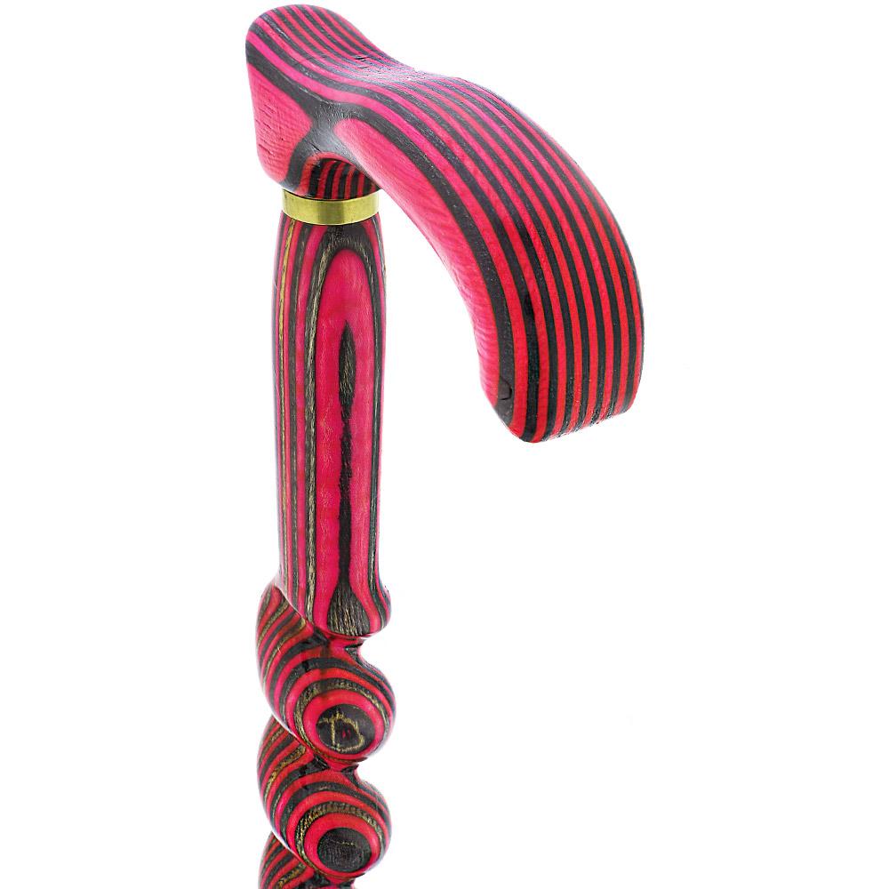 USA-Made Twisted Spiral Cane: Pink & Black Vibrant Laminate 100% Authentic