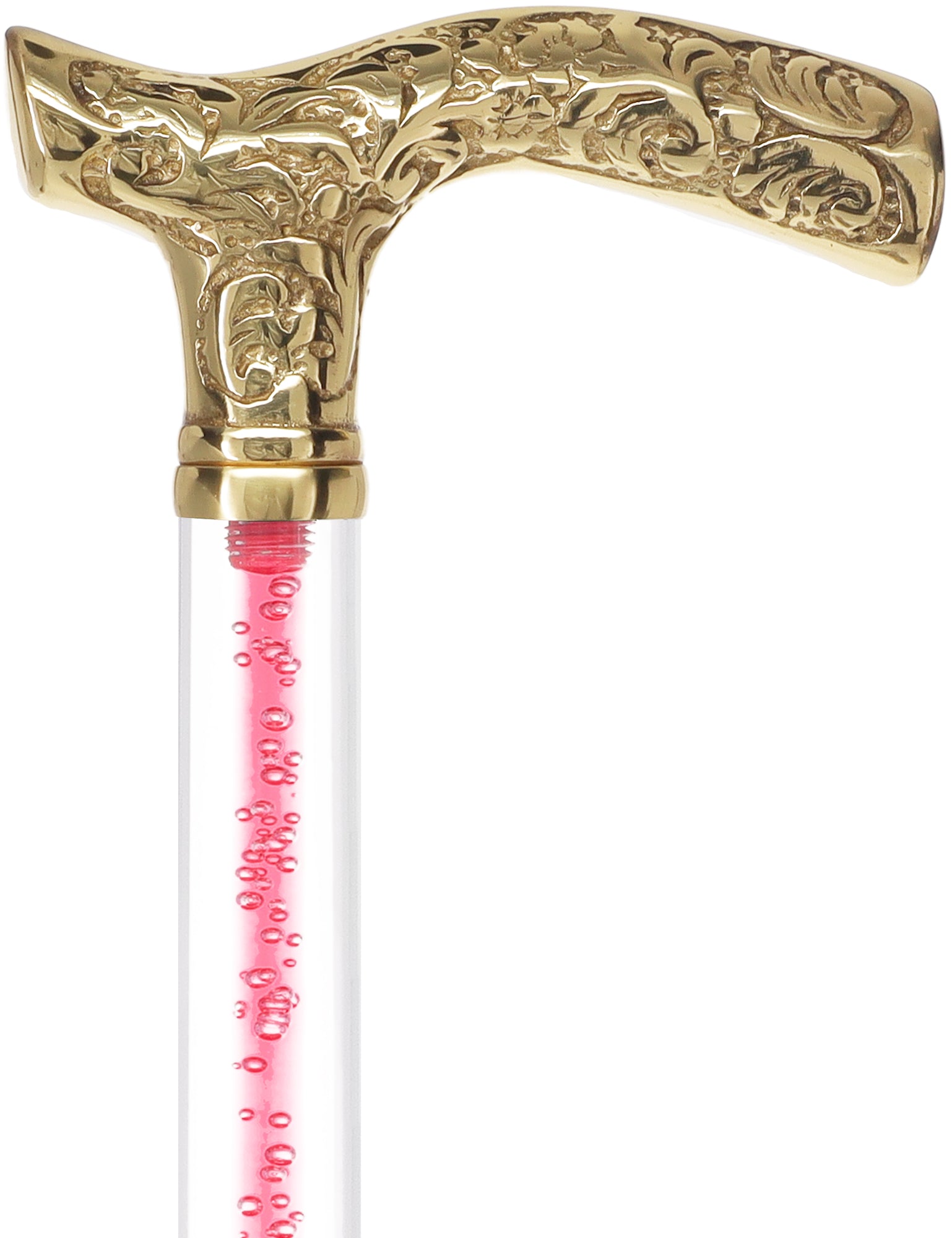 Color Crystal Elegance Brass Fritz Cane with Invisible Acrylic Shaft Options Buy Cheap Discount