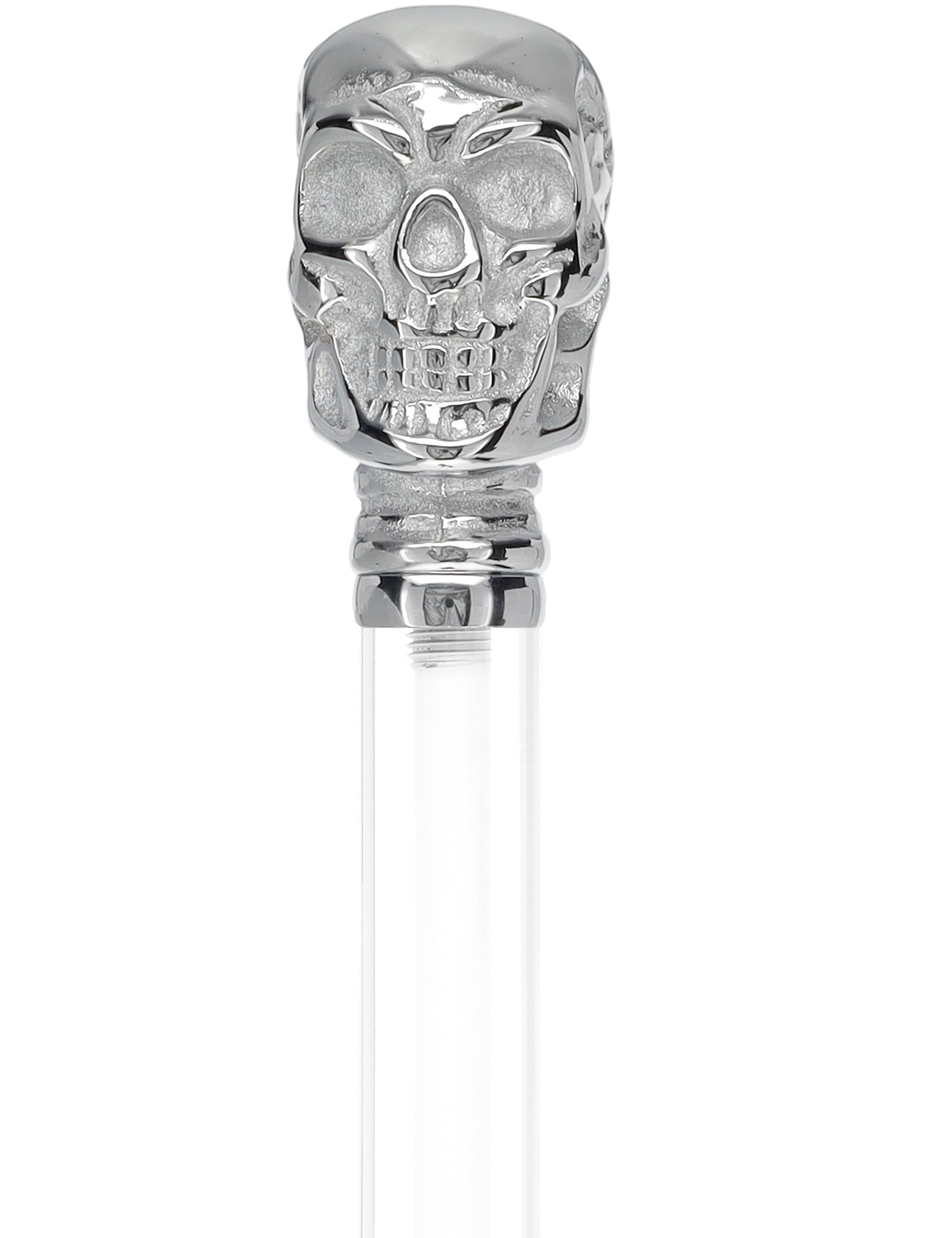 Crystal Elegance Chrome Skull Cane with Invisible Acrylic Shaft Options Free Shipping Perfect