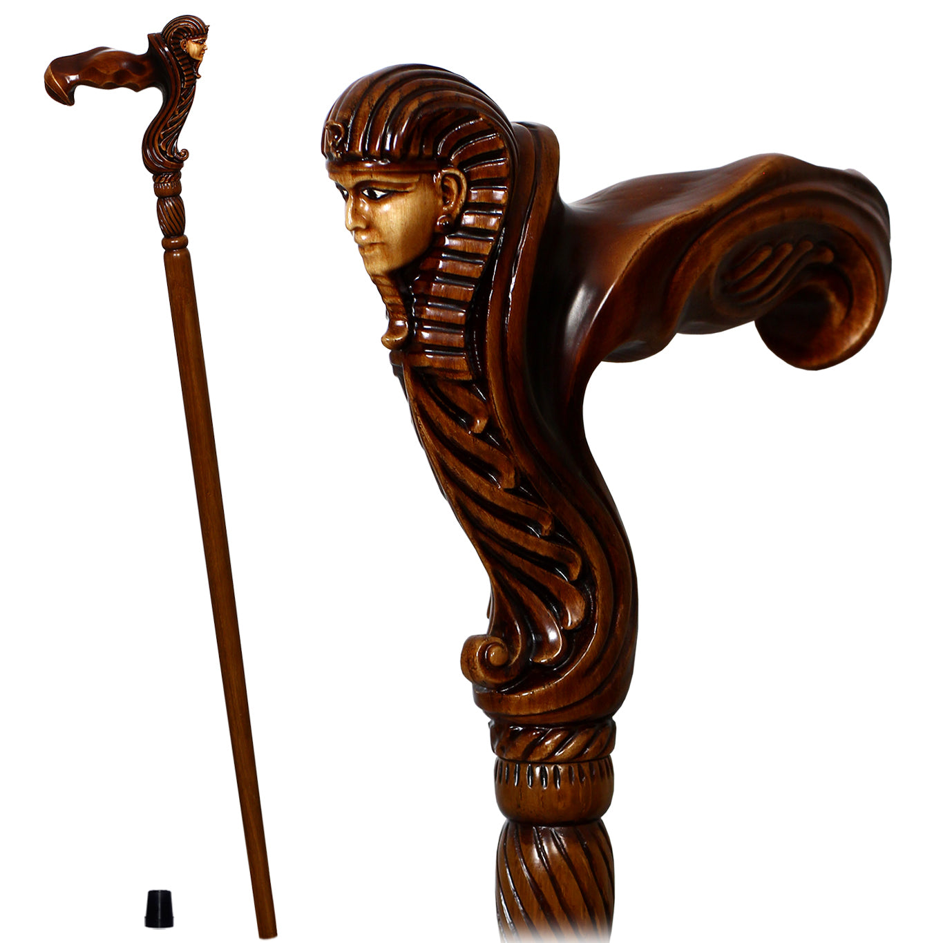 Tutankhamun: Ergonomic Intricate Handcarved Cane (Right Hand) Cheap Sale Websites