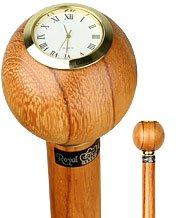 Scratch and Dent Rosewood Ball Clock Handle Walking Stick With Rosewood Shaft and Brass Collar V2094 Sale Best Sale