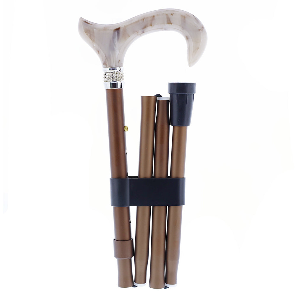 Rhinestone Pearlz Designer Folding Cane: Elegant Brown Cheap Outlet Locations