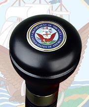 Navy Emblem Flask Walking Stick: Wood Shaft Hidden Flask Online Online Cheap Pice