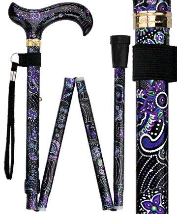 Scratch and Dent Purple Majesty: Designer Adjustable Folding Cane w/ Patterned Handle V3069 Outlet 2025 Newest