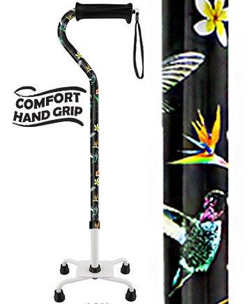 Flight of the Hummingbird Aluminum Convertible Quad Base Walking Cane - Adjustable Shaft Hot Sale