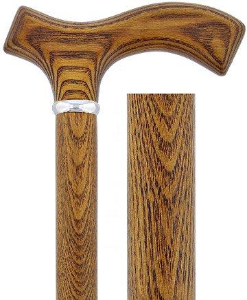 Espresso Brown Fritz Handle Walking Cane with Ash Wood Shaft and Silver Collar Cheap Sale Collections