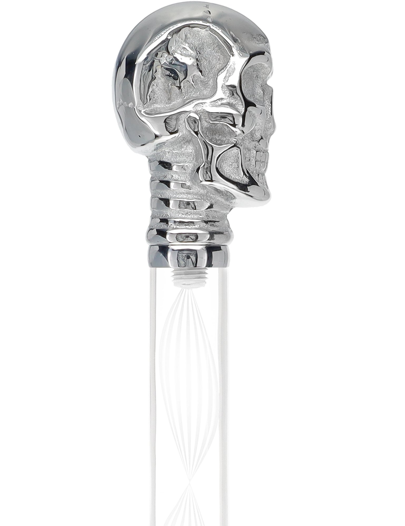 Crystal Elegance Chrome Skull Cane with Invisible Acrylic Shaft Options Free Shipping Perfect