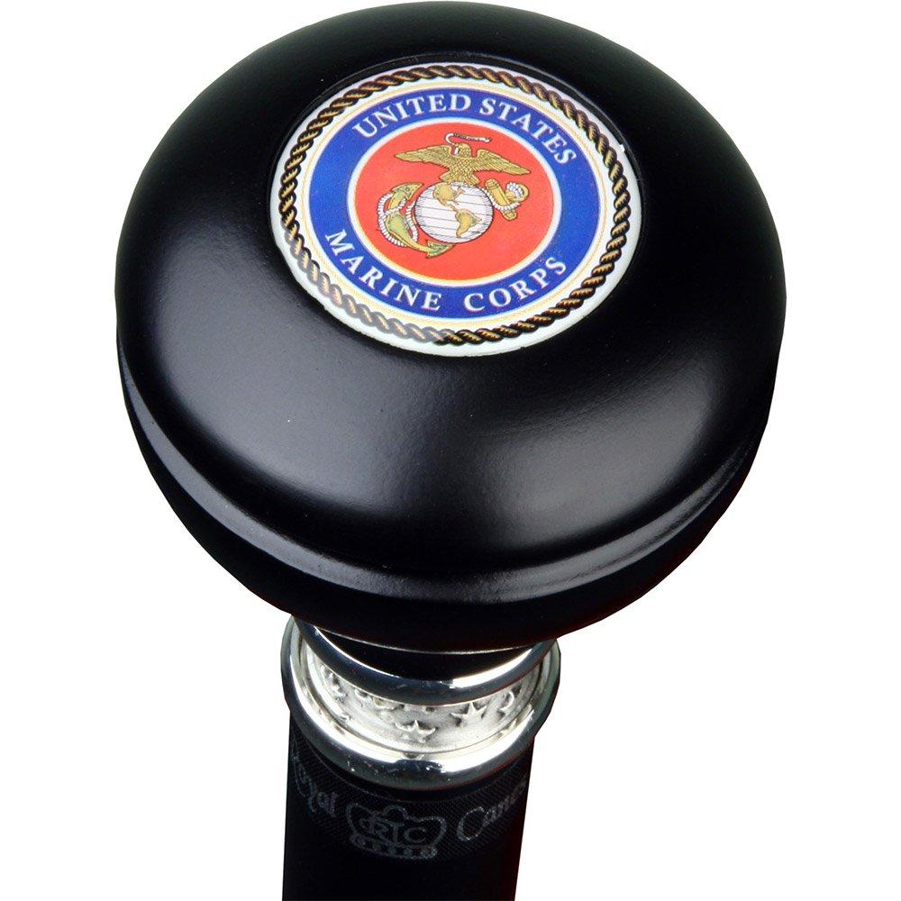 Scratch and Dent U.S. Marine Corps Knob Walking Stick With Black Beechwood Shaft and Pewter Collar V1224 Visit