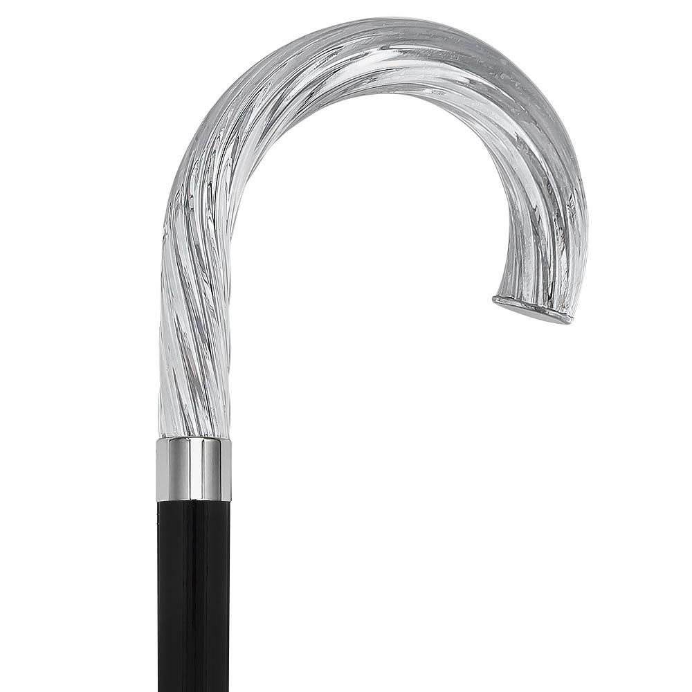 Italian Luxury: Twisted Ribbed Tourist Cane, 925r Silver Online Online Clearance