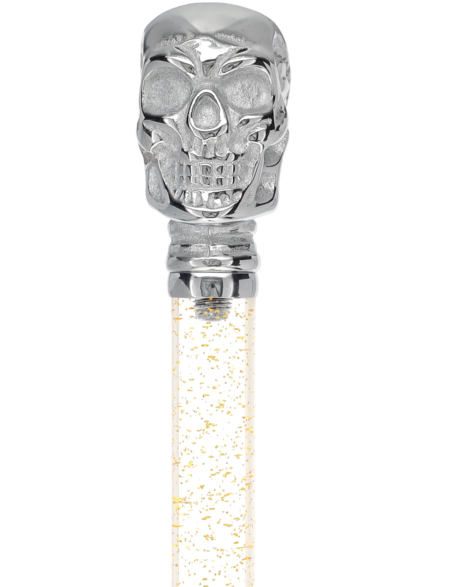 Crystal Elegance Chrome Skull Cane with Invisible Acrylic Shaft Options Free Shipping Perfect