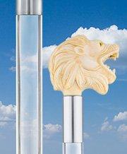 Faux Ivory Roaring Lion Knob Handle Walking Cane w/ Lucite Shaft & Collar Free Shipping New Styles